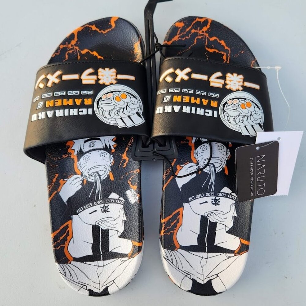 NEW Naruto Anime Ramen Men’s Size 7 Slippers Sandals Slides Shippuden Ichiraku